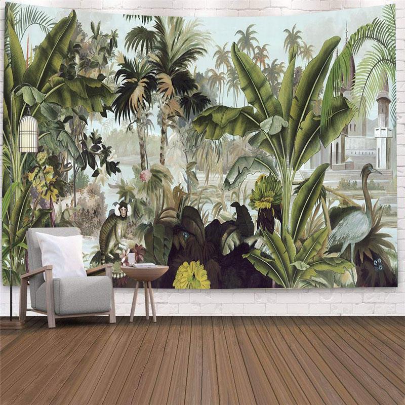 Copac Palmier Living Acasă Dormitor Pictură Fundal Perete Decor Covor Tapiserie cu Imprimeu Plantă Tropicală Agățat de Perete