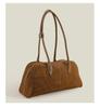 Women's Suede Shoulder Bag – Brown Soft Leather Handbag for Everyday Use, Fashionable and Durable Tote Purse