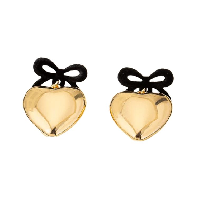 Sophisticated Sturdy Flocking Chain Necklace and Earrings Set With Alloy Materials Heart Pendant Designs for Women