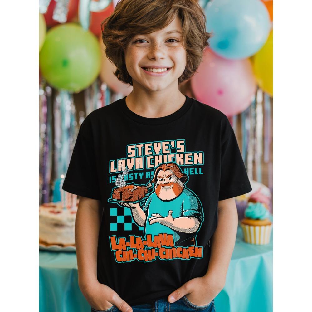 

Steve s Lava Chicken Funny Vibrant Cartoon Fashion Kids Printed T-Shirt Summer Girl Boy Shirt Casual Tops Crewneck Clothing 110