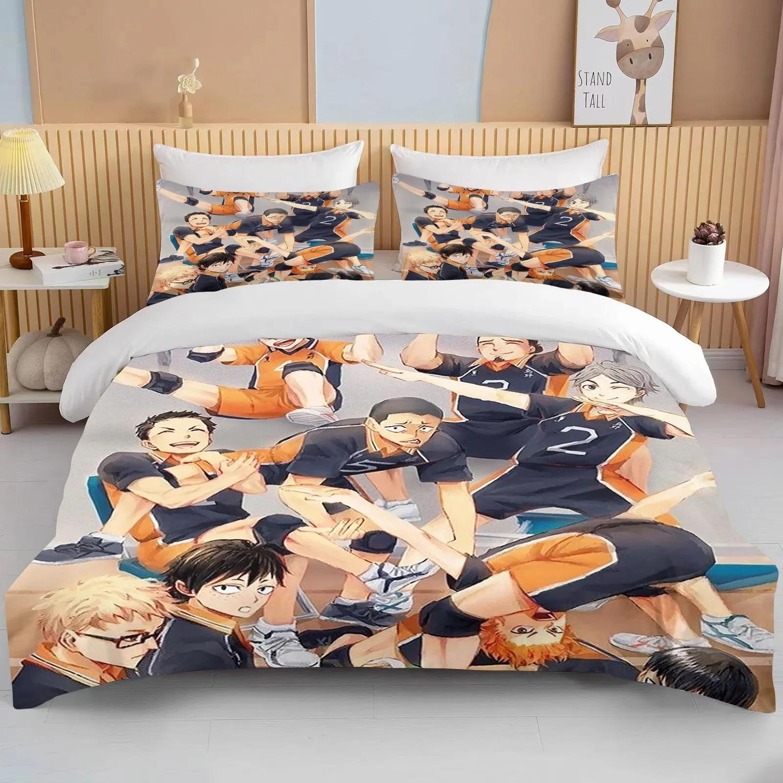 

Новые 3D комплекты постельного белья Haikyuu Мультяжное одеяло Покрывало Аниме Пододеяльник Наволочки Комплекты Взрослые Детские Комплекты постельного белья Домашний текстиль 70x133cm 2pcs