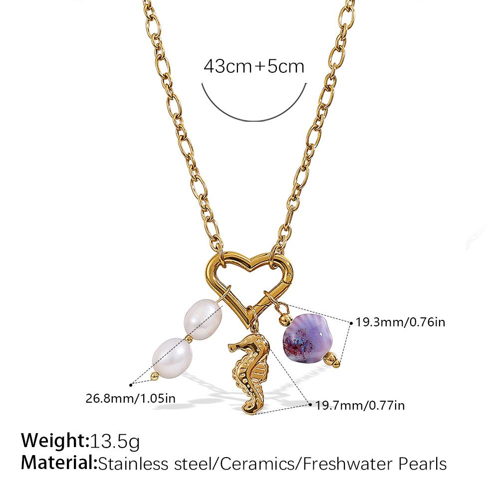 Vacation Wind Ocean Theme DIY Pendant Necklace Stainless Steel Gold Plated Fashion Versatile Jewelry Women