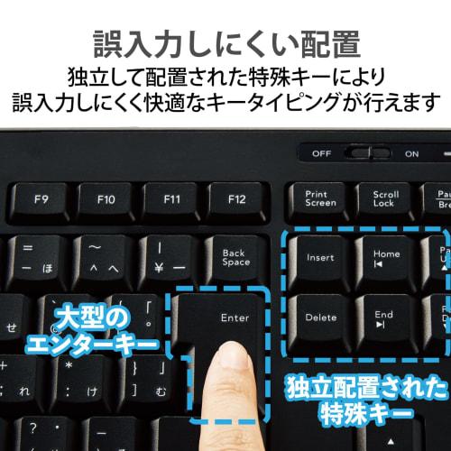 ELECOM USB-A Receiver Wireless Keyboard Quiet Design Tenkeyless Antibacterial Black TK-FDM115SKTBK