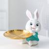 Entryway Key Storage Tray With Rabbit/Kitten Shape Resin And Iron Plate Key Holder For Desk Organization
