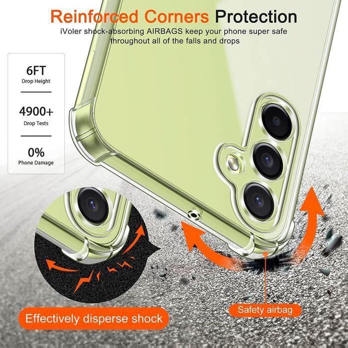 Coque de protection - Booling - pour Samsung Galaxy A24 - Souple - Transparent - Pack avec 2 Verres Trempés