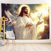 Jesus Wandbehang Heiliger Geist Taube Galaxie Hintergrund Religiöse Wandkunst Wandteppich für Wohnzimmer Schlafzimmer Heimdekoration
