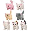 Kids Electric Plush Cat Toy Walking Head Shaking Tail Wagging Interactive Kitten Plushie Toy Toddlers Boys Girls Educational Simulation Animal Toy