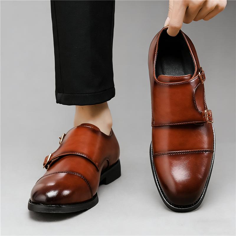 New Britain Gentleman Black Brown Monk Strap Slip On Shoes For Men Casual Loafers Business Formal Dress Footwear Zapatos Hombre
