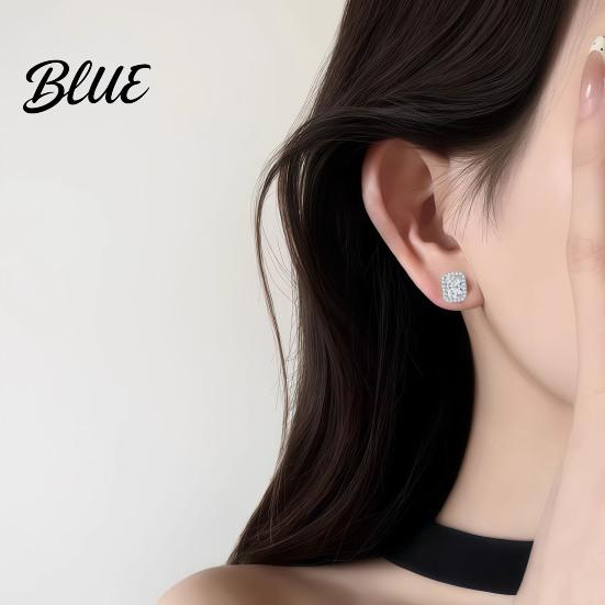 Clear Stone Earrings 1 Pair Stud Square Geometric White Cubic