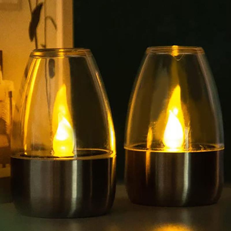 Solar Kerzenlicht Flammenlose LED Nachtlichter Edelstahl Wasserdicht Rasenlicht Außen Garten Geburtstagsfeier Deko