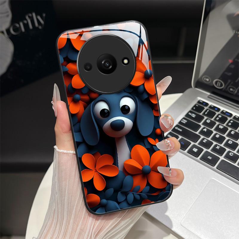 

For Redmi A3 A3X 4G Phone Case Trendy Fantasy Design Tempered Glass Hard Bumper For Xiaomi Redmi A 3 Full Protection Back Covers Redmi A3