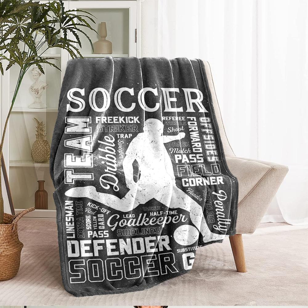 Soccer Theme Printed Blanket - Perfect for Couch, Bed, Travel & Outdoor Use | Machine Washable, Cozy & Durable.