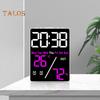 Large Digital Wall Clock Compact Design Portable Battery Powered Temperature Display LED Alarm Clock with Big Digits