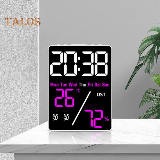 Large Digital Wall Clock Compact Design Portable Battery Powered Temperature Display LED Alarm Clock with Big Digits