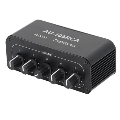 Bi Directional Audio Switcher High Fidelity 5 Way Audio Switch Splitter for Multimedia Conference
