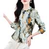 Silk shirt women's long sleeves spring and summer new printed loose large size meat-covered mulberry silk top