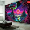 VIKAMA Alien Illusion Wandteppich Farbverlauf Illusion Wohnzimmer Schlafzimmer Bohemian Dekoration SciFi Kunst Zimmer Dekoration