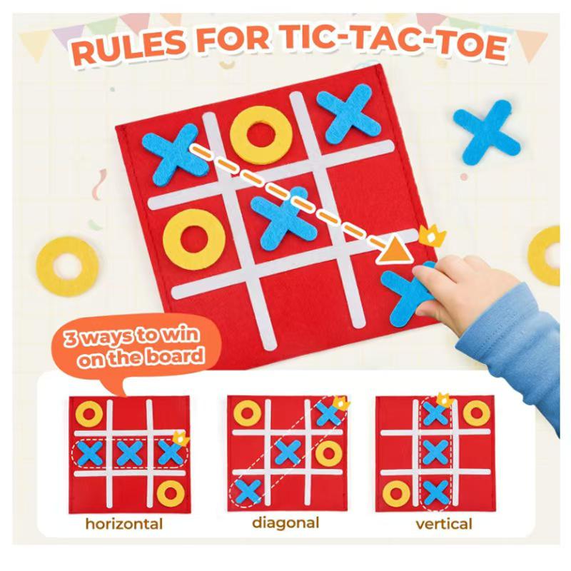 Children's Tic-Tac-Toe Felt Game: Early Education Logical Thinking Toy