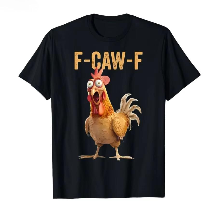 Vintage T Shirt Summer Funny Chicken F-CAW-F What The Heli Poultry Humor Leisure T-Shirts Cotton Tshirt Unisex Breathable Top