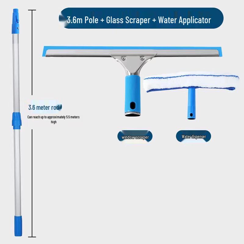 Miaojiayi 3-in-1 Window Cleaning Kit with 3.6m Telescopic Pole