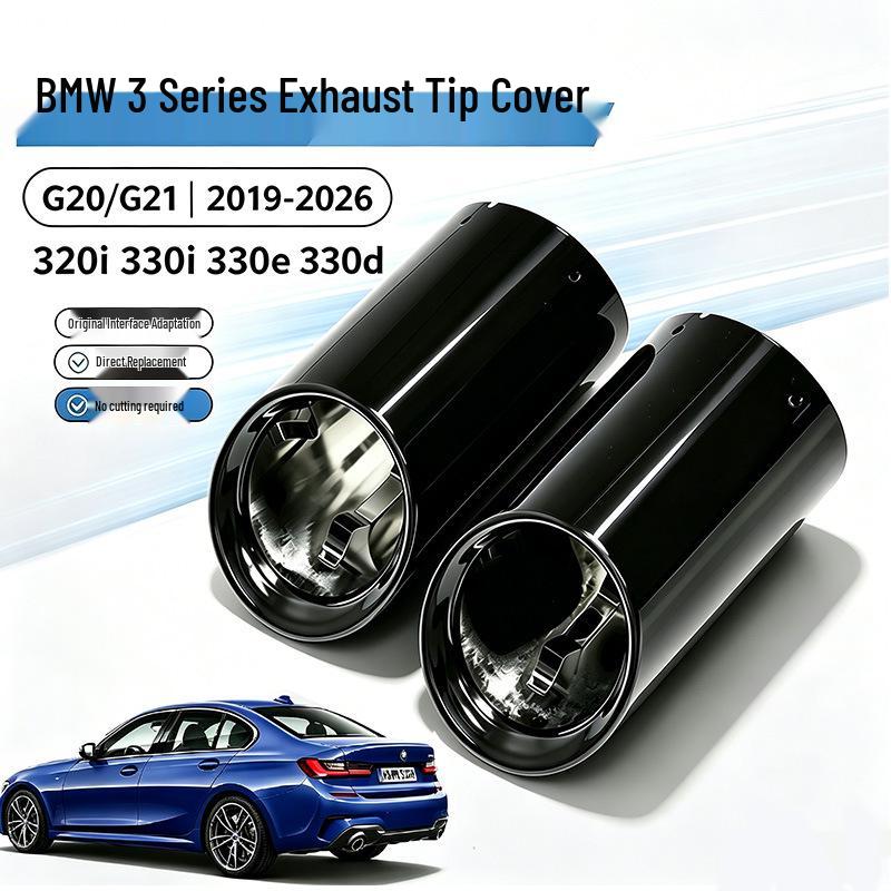 Black Exhaust Tailpipe Cover for 2019-2026 BMW 3 Series G20/G21 Models (320i, 330i, 330e)