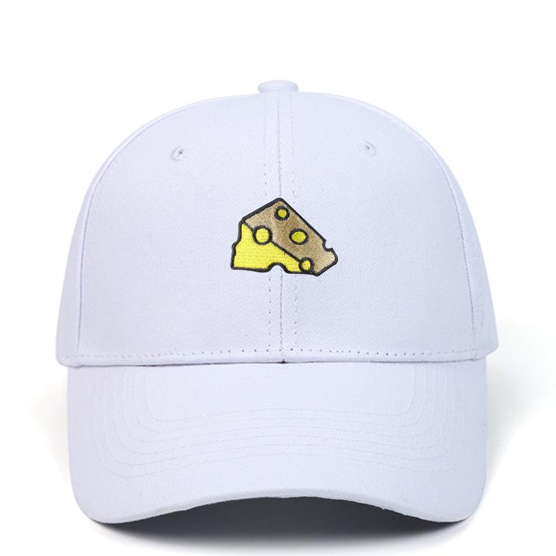 Cheese Embroidery Baseball Cap - Retro Spring/Summer Hat Adjustable белый
