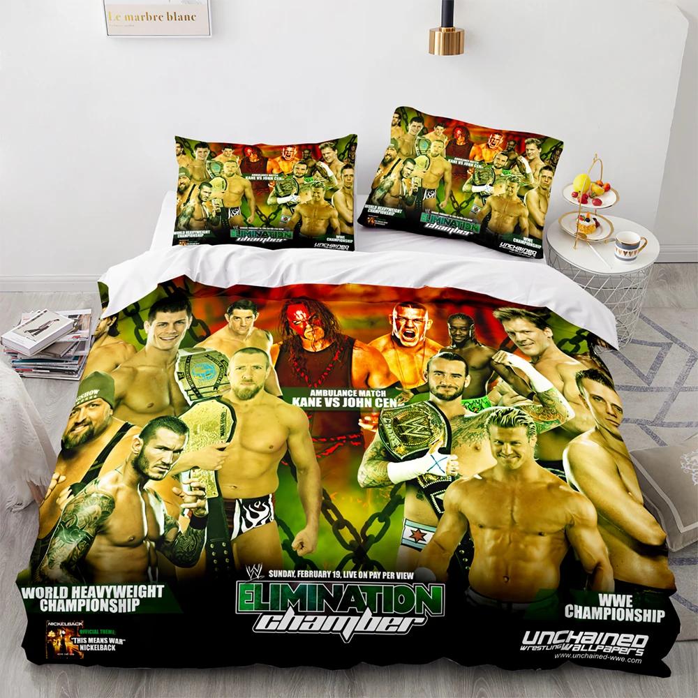 3D-printat WWE Brottningsspel Sängkläder Set Pojkar Flickor Enkel Dubbel Queen Size Påslakan Örngott Säng Barn Vuxna Hemtextil