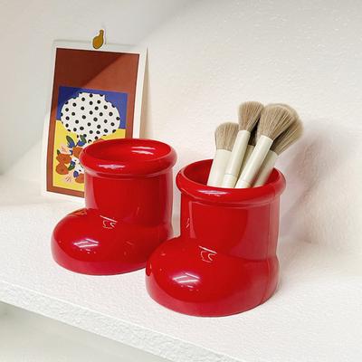 Niedliche Stiefelförmige Aufbewahrungsbox Organizer mit großem Fassungsvermögen für Make-up-Pinsel, Stifte, dekorative Schreibtischdeko für Zuhause, Büro
