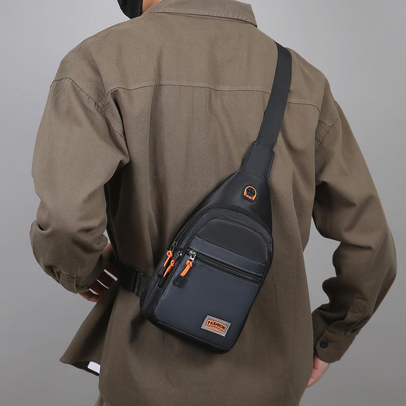 Bolsa Tiracolo de Nylon Estilosa para Homens – Peitoral Cruzada Multifuncional com Múltiplos Bolsos para Atividades ao Ar Livre