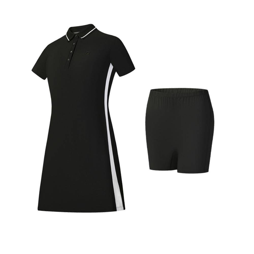 Fila Golf Series Cool Touch Classic Versatile Comfortable Short Sleeve Dress Women Dresses Deep-Black A11W625333FBK