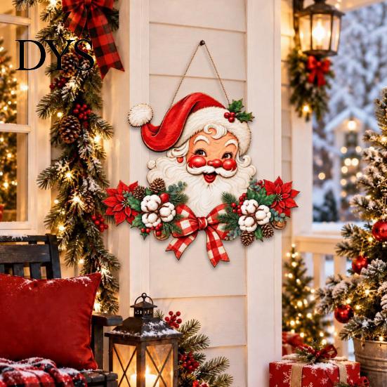 Seasonal Front Door Decor Wooden Christmas Hanger, Santa Claus Wall Plaque, Holiday Sign for Entryway Mantel Corridor Decor, Gift Family Friends