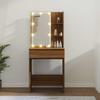 Makeup Table with LED Lights Brown Oak Effect 60 x 40 x 140 cm