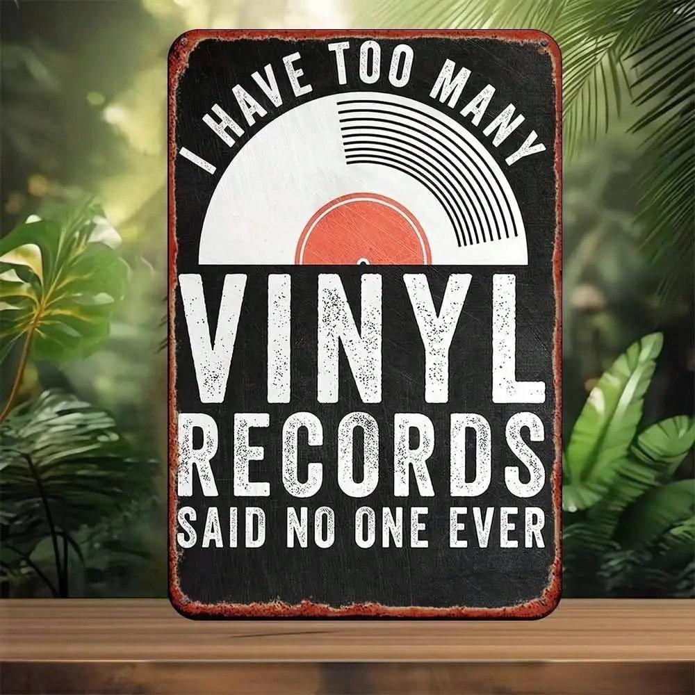 Retro Vinyl Record Player Metal Sign Wall Decor Vintage Music Collector Tin Art