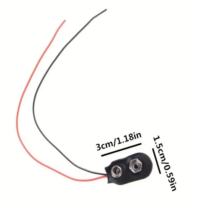 10pcs 9V Battery Clips Black Red 2Wired Cable Connection Connector Buckle 9 Volt Battery Clip Connector Battery Holder