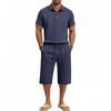 Summer Men's Casual Sportswear Sets Lapel Men's Short-Sleeved Shirt and Shorts Solid Beach Set
