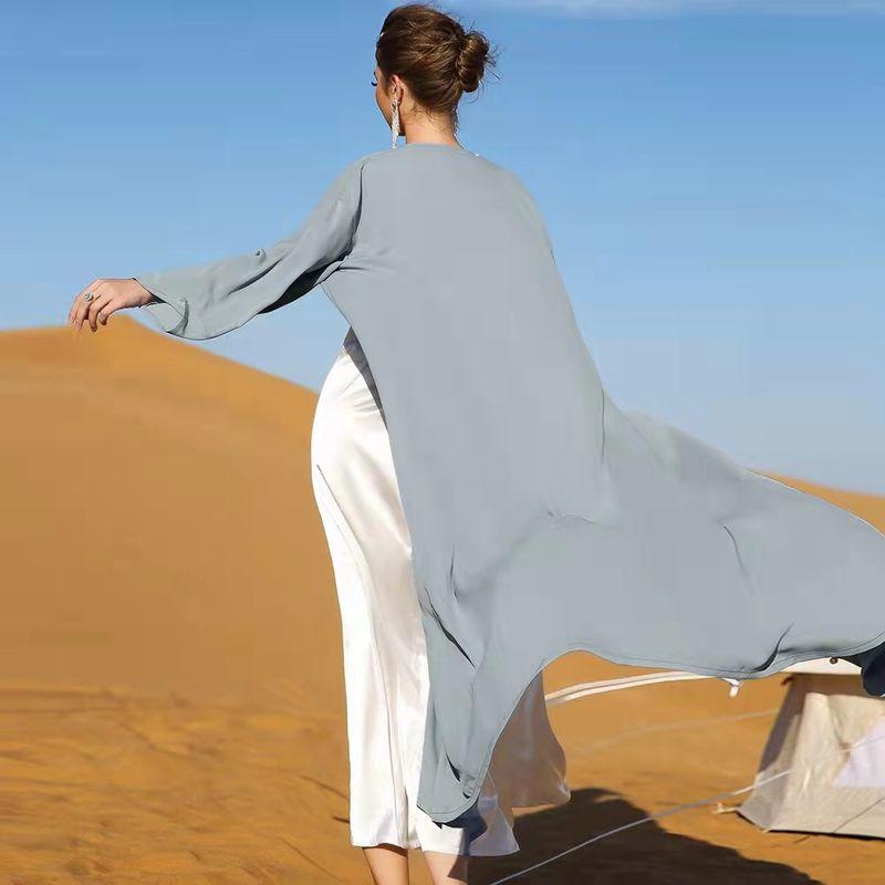 2022 New Cardigan Hand-sewn Drill Long Slim Burqa Dress
