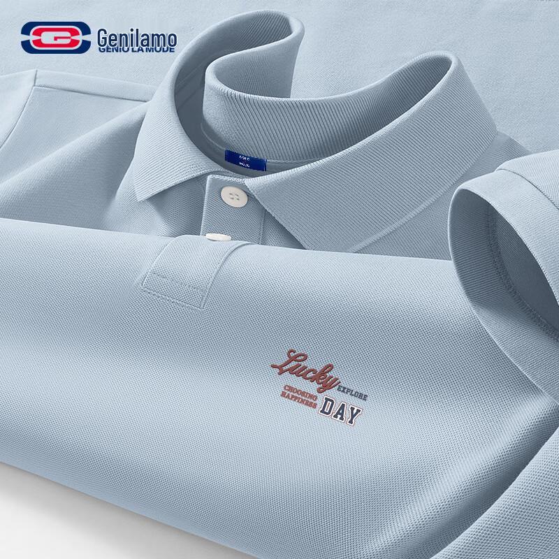 GENIOLAMODE Men s Casual Short Sleeve Polo Shirt L