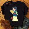 Disney Cartoon Princess Printed Women T-shirt Kawaii Graphic Printed T Shirt Summer Casual Short Sleeve Female Tops Tshirt Tees