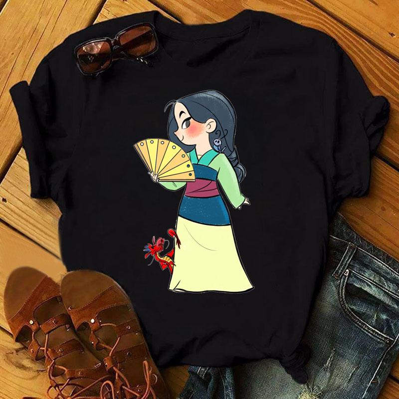 Disney Cartoon Princess Printed Women T-shirt Kawaii Graphic Printed T Shirt Summer Casual Short Sleeve Female Tops Tshirt Tees