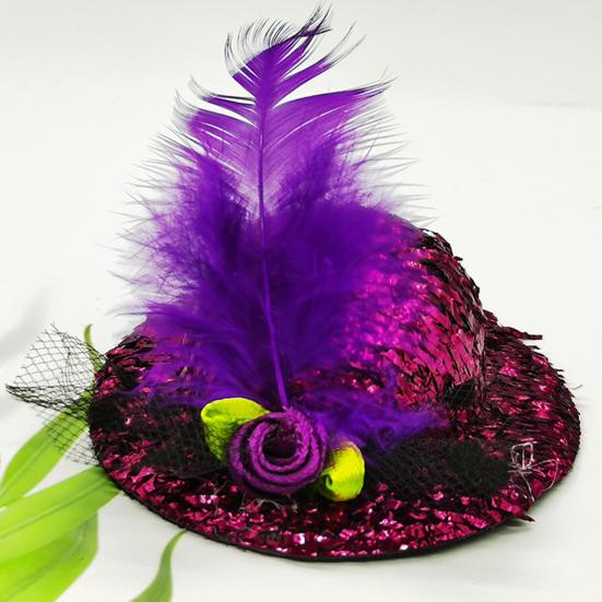 Sombrero para mascota, delicado dobladillo, decoración de plumas, cinturón de sujeción, divertidos accesorios para pollos, sombrero para aves de corral