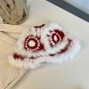 Fashion Rabbit Fur Patchwork Knit Bucket Hat Women Warm Fall Winter Large Head Size Face Slimming