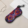 2D-Boho Floral Pattern Protective Sunglasses Case, Vibrant 3D Flower Print Eyeglasses Holder, Stylish Travel Eyewear Storage Box for Women Gift