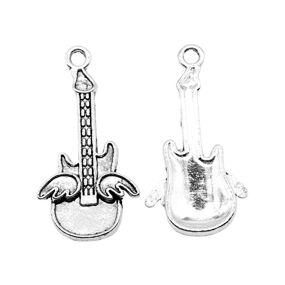 

5шт Гитара Шармы Шармы Античное серебро Цвет Цинковый сплав 31X10mm