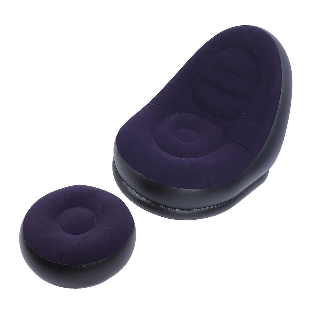 Inflatable Sofa Chair Stylish Simple Soft  ing Blow Up Lounger Chair with Footstool for Living Room Outdoor Travel Camping Picnic