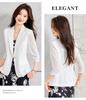 Women's White Acetate Satin Blazer: Thin, 3/4 Sleeves, Spring/Summer, Goddess Style, Professional Suit Jacket