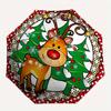 1pc Christmas, Reindeer Automatic Folding Umbrella - 8-Rib Iron Frame, Windproof, Portable Sunshade with Plastic Handle for Travel & Outdoor