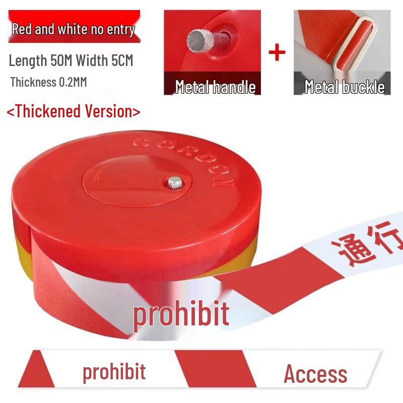 Red & White Reflective Retractable Safety Warning Tape