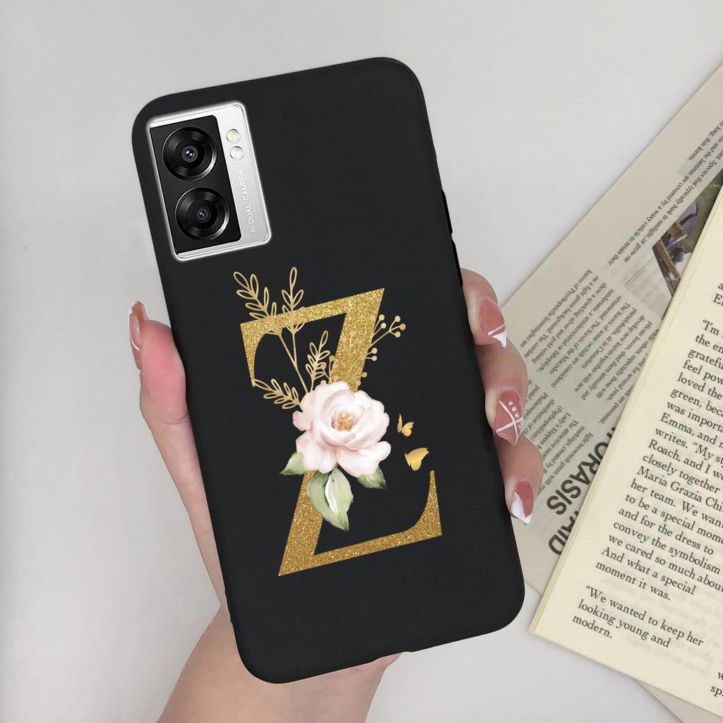 For OPPO A57 4G CPH2387 Cover Flower Letters Soft Silicone Case For OPPO A77 5G Shockproof Shell For Realme V23 5G Fundas Bumper