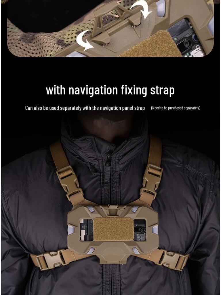 Taktisk MOLLE Bröstsele med Fickhållare för Telefon och Vikbar Navigationsplatta