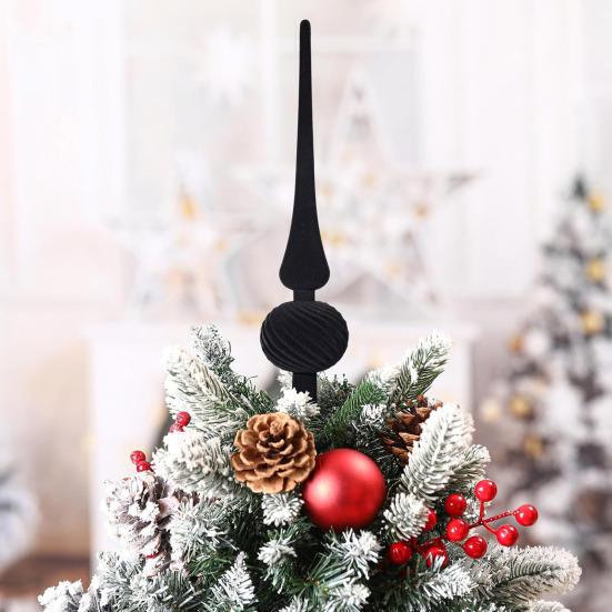 11 Inch Velvet Finial Christmas Tree Topper Vintage Mid Century Spherical Treetop Ornament